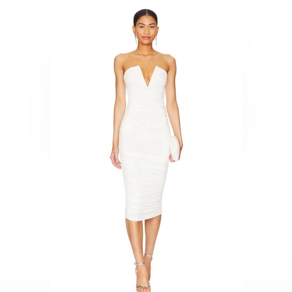 New Superdown vivienne ruched mini dress white large - Picture 5 of 6